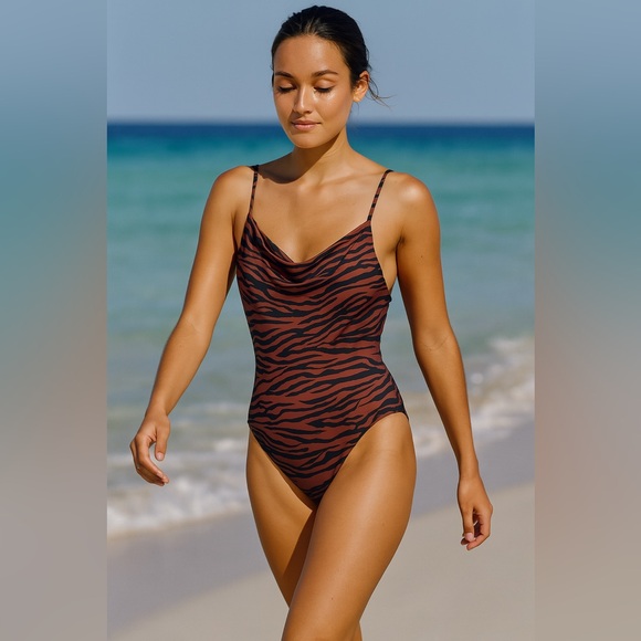 Aqua Swim Zebra Print One-Piece Swimsuit – Women’s Size L NWT - Picture 2 of 6